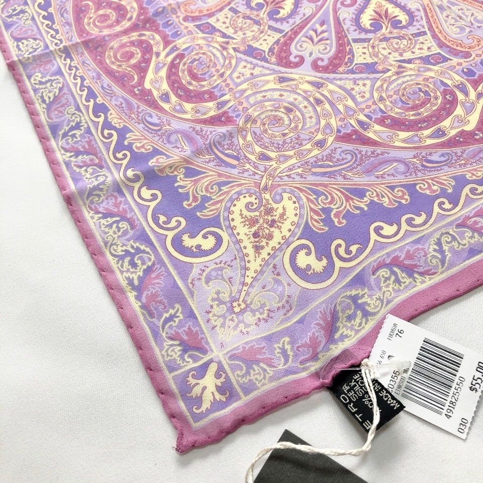 新品　タグ付き　ETRO ウール70 シルク30 スカーフ ペイズリー柄 エトロ 新品 タグ付き ETRO ウール70 シルク30 スカーフ ペイズリー柄