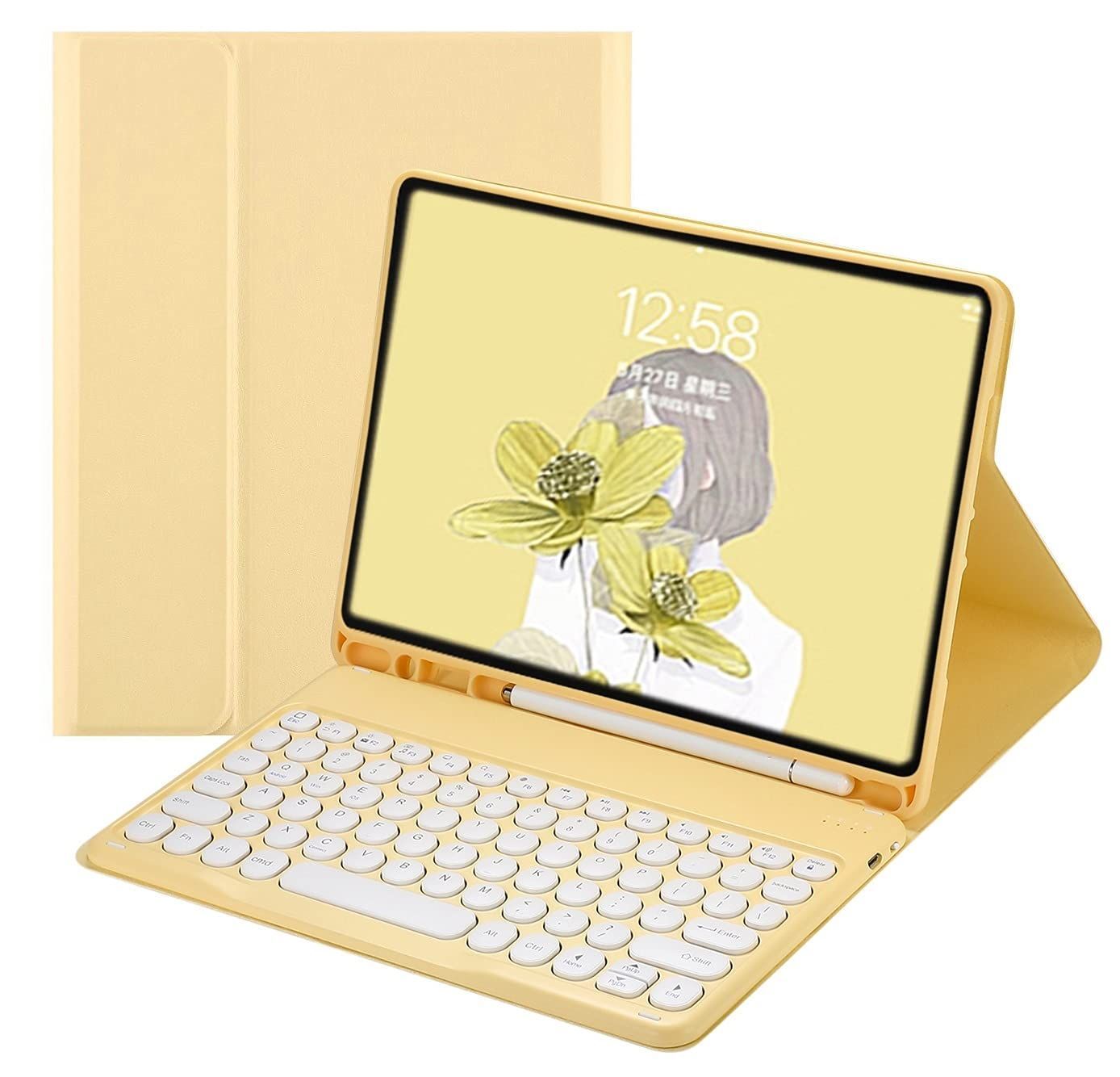 在庫セール】iPad 10 iPad アイパッド カラフル 第 カラーキーボード 10 可愛い 世代 丸型キー 丸い 分離式 ケース キーボード付き  キーボード カバー インチ アップル 10.9 ペンシル 2022年型 収納可能 第10世代 (黄色) swellstore メルカリ