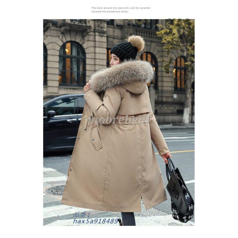 中綿コート 中綿 レディース ロング 中綿 ファー 防寒 フード付き 厚手 防風 秋 ミリタリーコート hax5a918489 GULLKHAN_COM