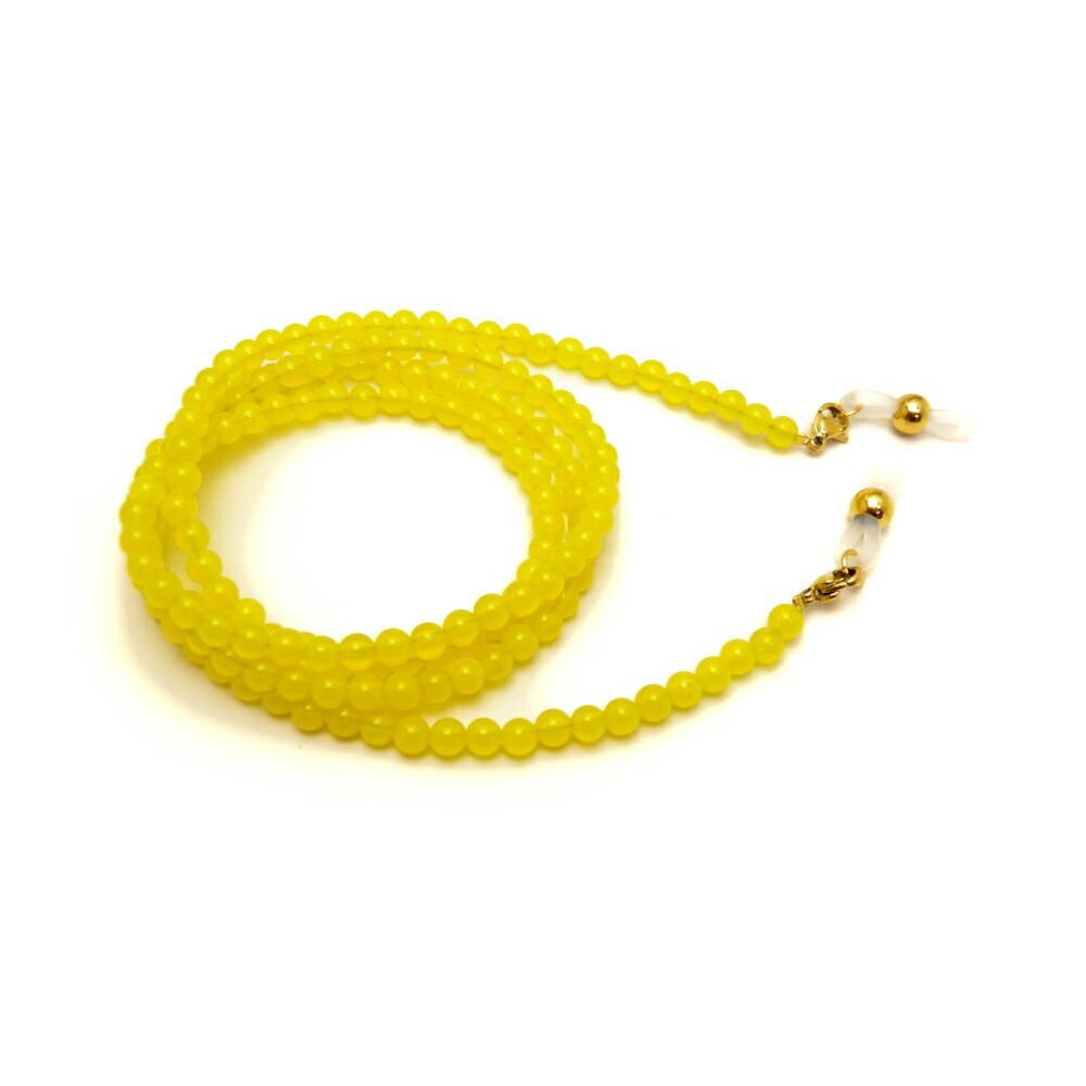 クリソプレーズAAA＆水晶AAA 4mm玉 デザインメガネチェーン 眼鏡