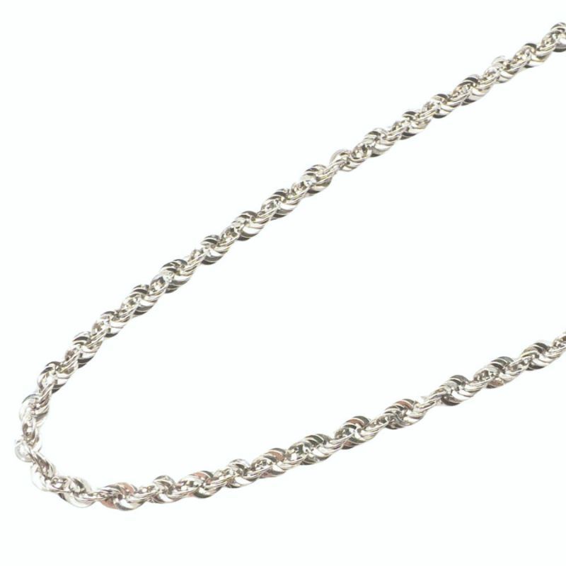 新品】K18 18金 ホワイトゴールド 中空ロープチェーンネックレス