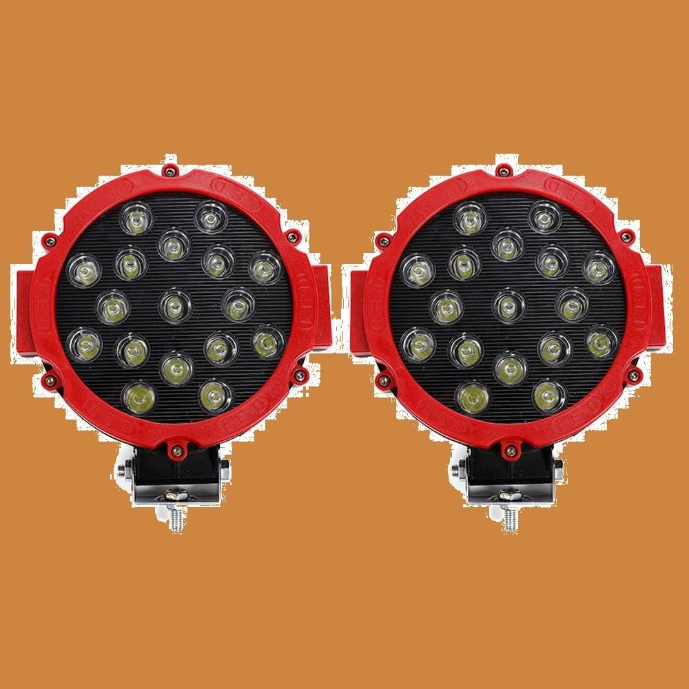 補助灯 前照灯 51W フォグランプ 12V 作業灯 24V ワークライト 汎用 2個セット LED レッド