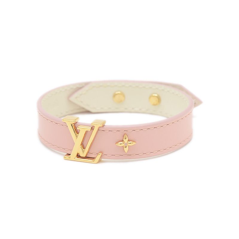 Louis Vuitton ピンク レザー ブレスレット ルイ・ヴィトン ブラスレ LVアイコニック ブレスレット レザー