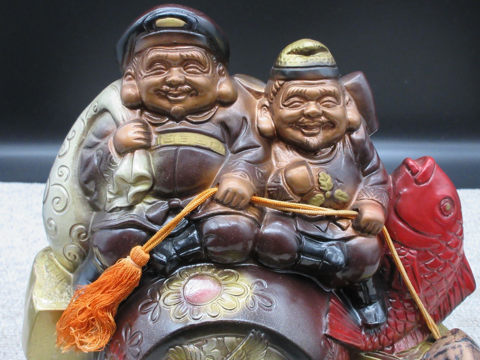 米治一(こめじいち)作 大黒様 算盤恵比寿様 そろばん福神置物 高岡銅器銅像 米治一(こめじいち)作 大黒様 算盤恵比寿様 そろばん福神置物