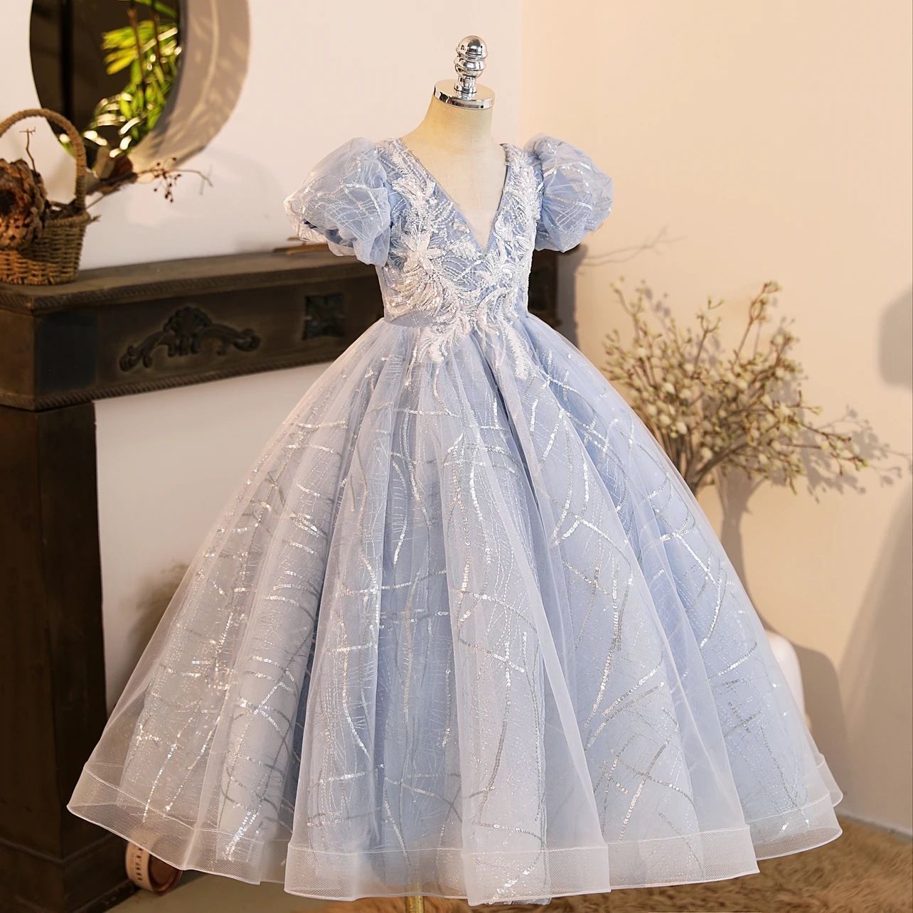 全 子供用 ブルー プリンセスドレス｜誕生日 結婚式 発表会 ピアノ演奏 花童 司会用 フォーマルワンピース♪57