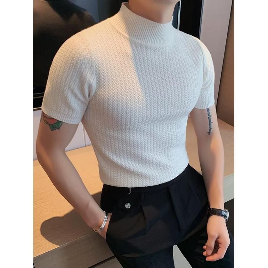 サマーニット メンズ Tシャツ 半袖 トップス ニット 春