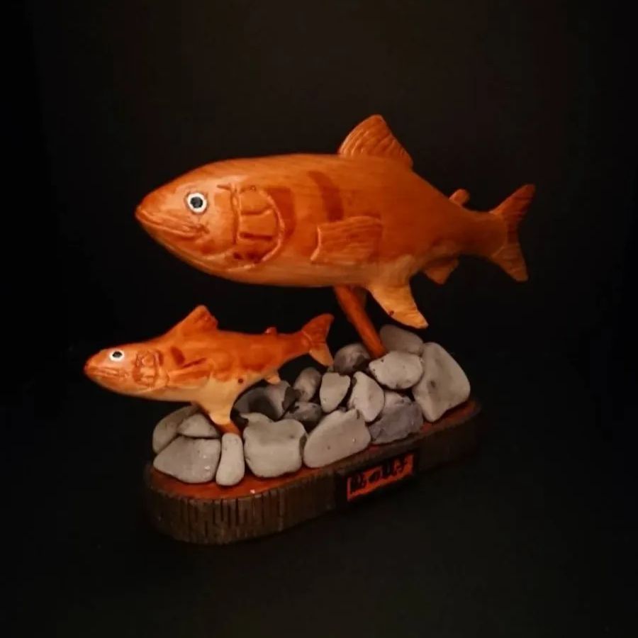 🌲ウッドカービング🌲「鮎」🐟️木彫り 完全一点物ハンドメイド - メルカリ