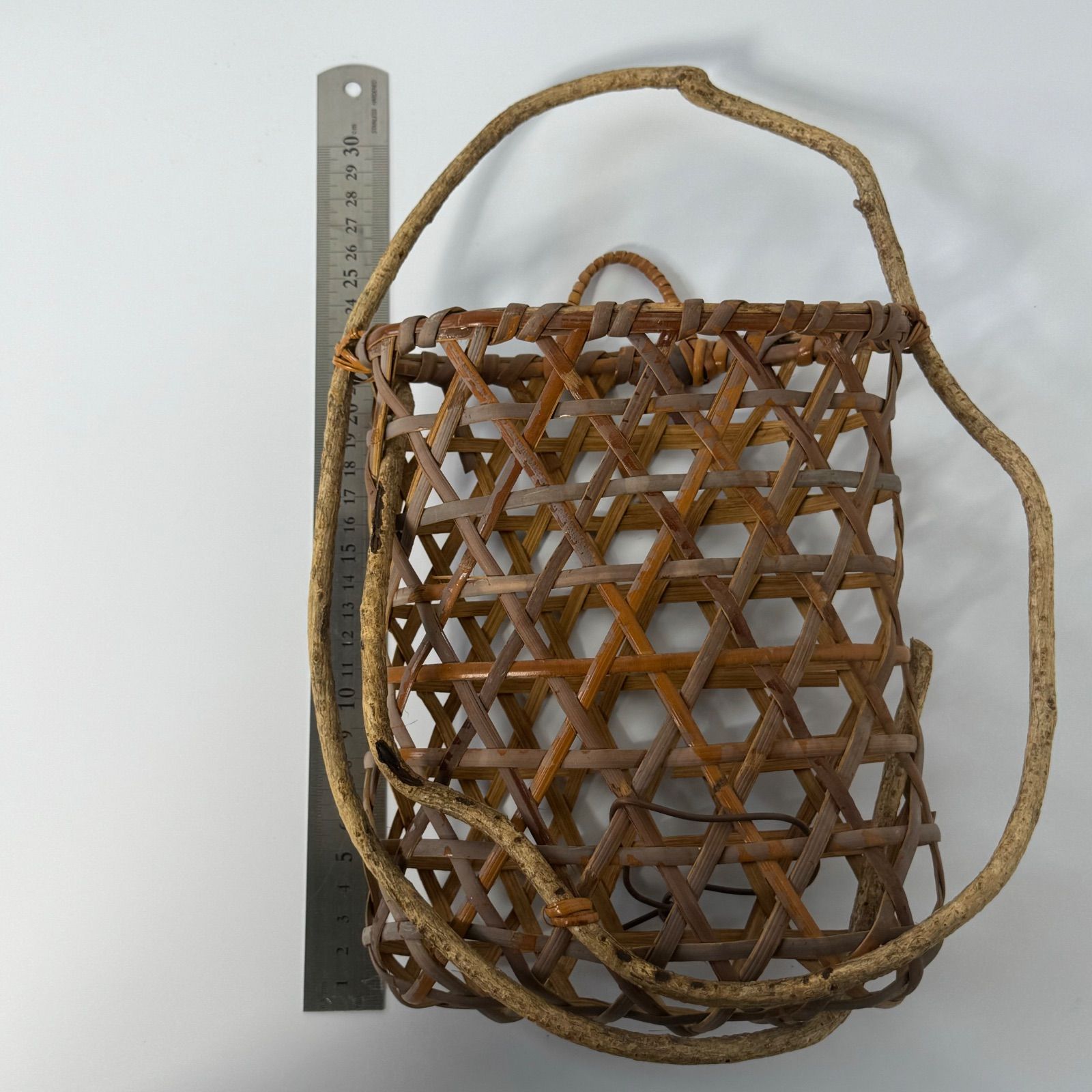 花籠 壁掛け 竹かご 竹カゴ 竹細工 竹籠 茶道具 飴色 レトロ