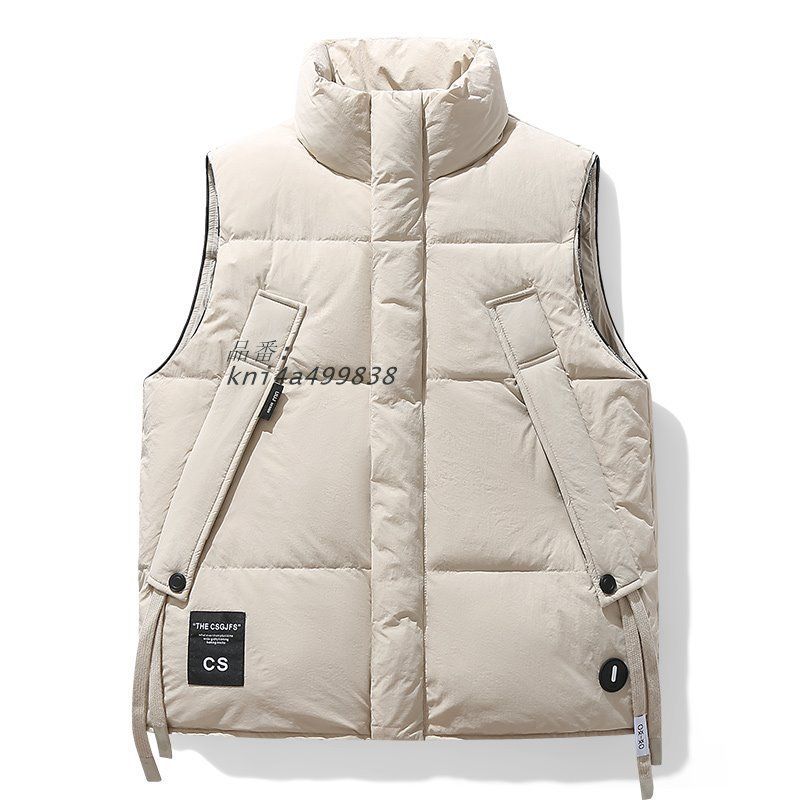 ダウンベスト メンズ ボリュームネック ワンポイント 大きいサイズ おしゃれ 保温 ワーク 防寒 暖かい ダウンジャケット 作業 防風 アウトドア kni4a499838