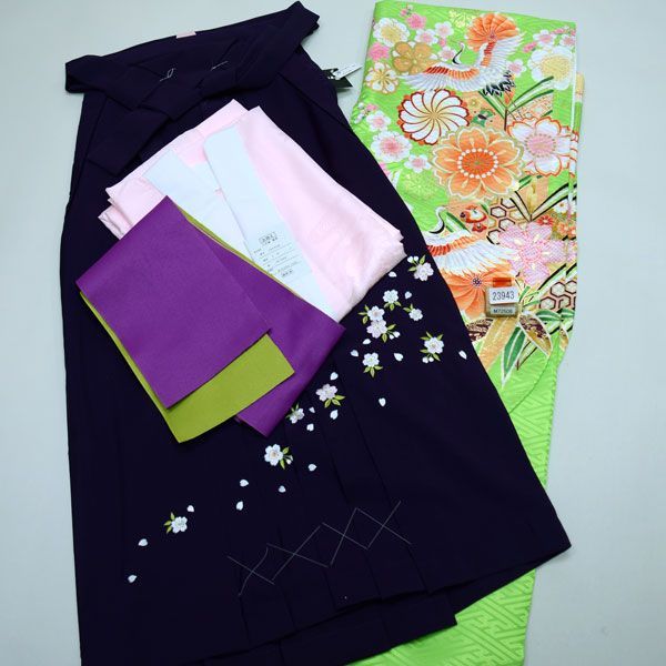 二尺袖 着物 袴フルセット From KYOTO 卒業式に 袴変更可能 NO23943 