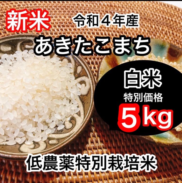 新米R4産◎低農薬 【特別栽培米】あきたこまち 白米/玄米5kg - 赤つな