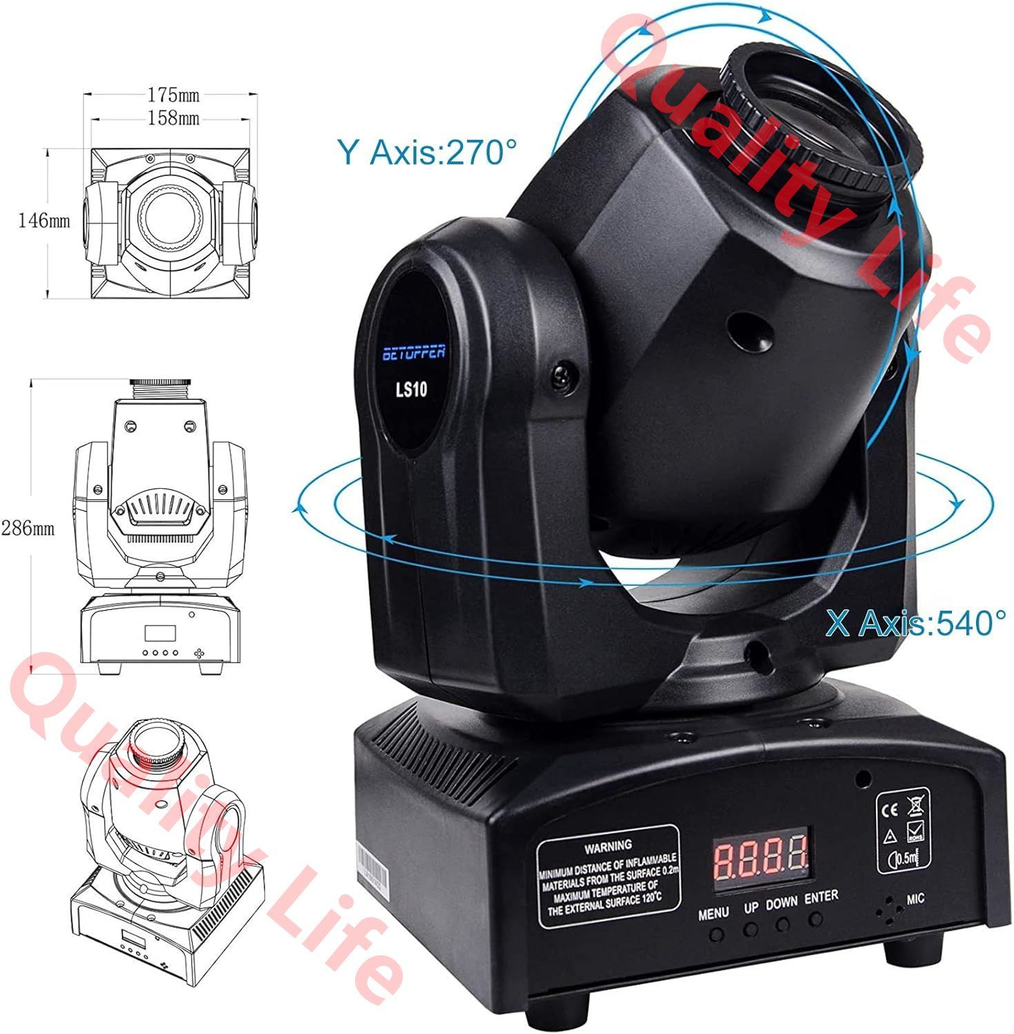 舞台照明 ステージライト LED 回転 8色 ムービングライト 9 11チャンネル DMX512 サウンドアクティベートDJ Party Light for 舞台 ディスコ パーティー KTV 結婚式 クラブ バー LS10 NEXPOTALLINN_EU