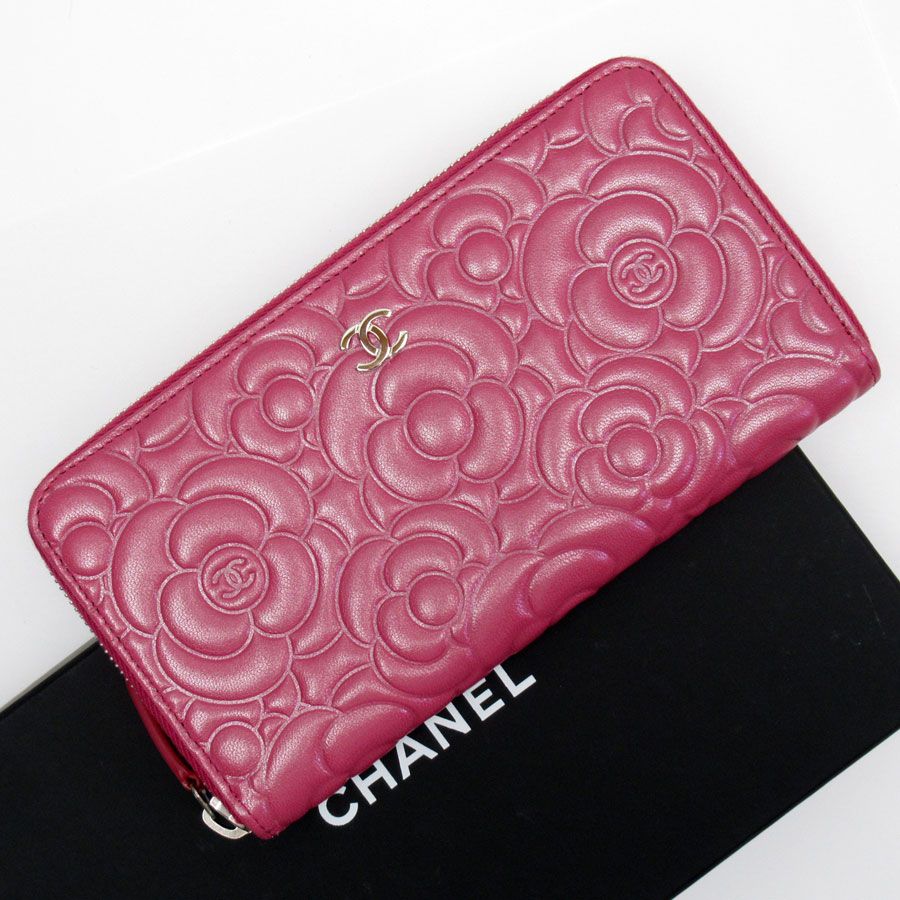 シャネル CHANEL  ラウンドファスナー長財布 カメリア