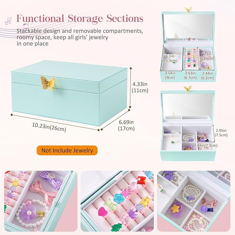 ProCase キッズアクセサリケース 女の子 2段式 オルゴール