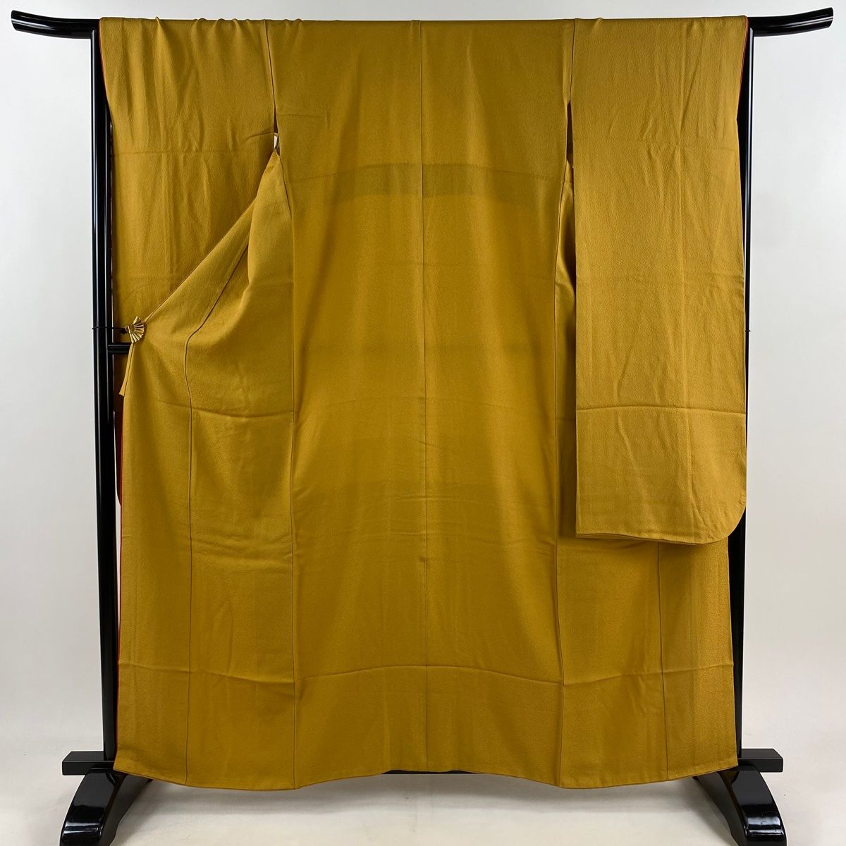 振袖 身丈158cm 裄丈66.5cm M 袷 地紋 山吹色 正絹