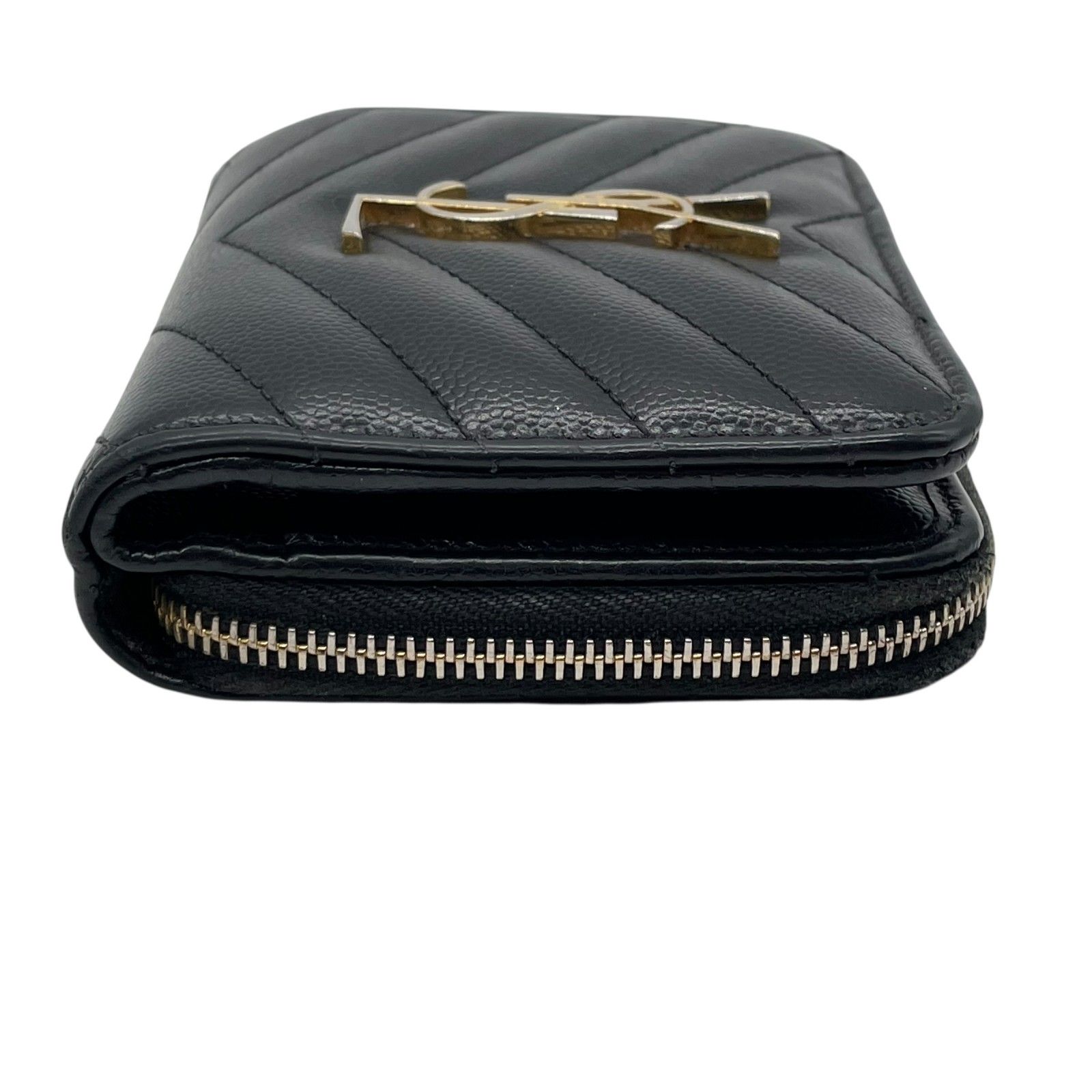 サンローランパリ コンパクトウォレット 折り財布 黒 YSL デカロゴ  