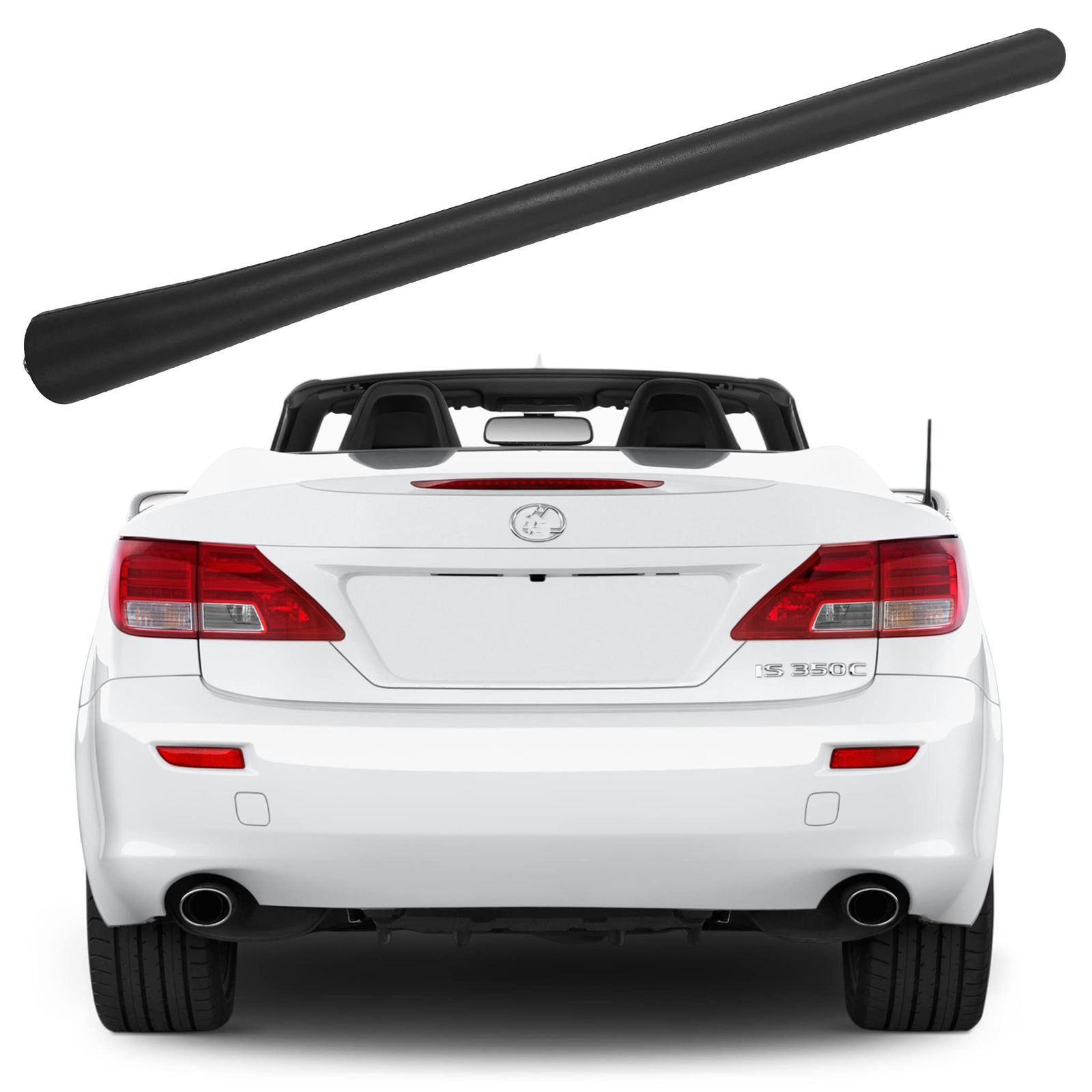 Lexus IS350コンバーチブル(2010-2015)用ラバーアンテナ、レクサスIS250コンバーチブル(2010-2015)アンテナ - 7インチ洗車防止、内部銅コイルアンテナマスト交換用 