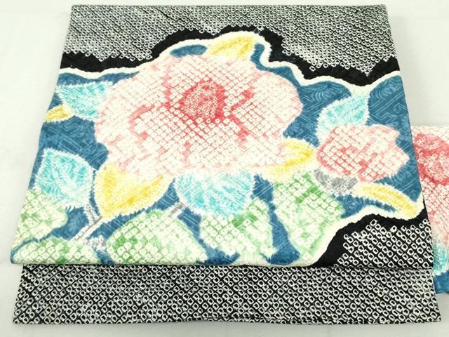 平和屋着物○九寸開き名古屋帯 総絞り 草花文 正絹 逸品 DAAU6755ob