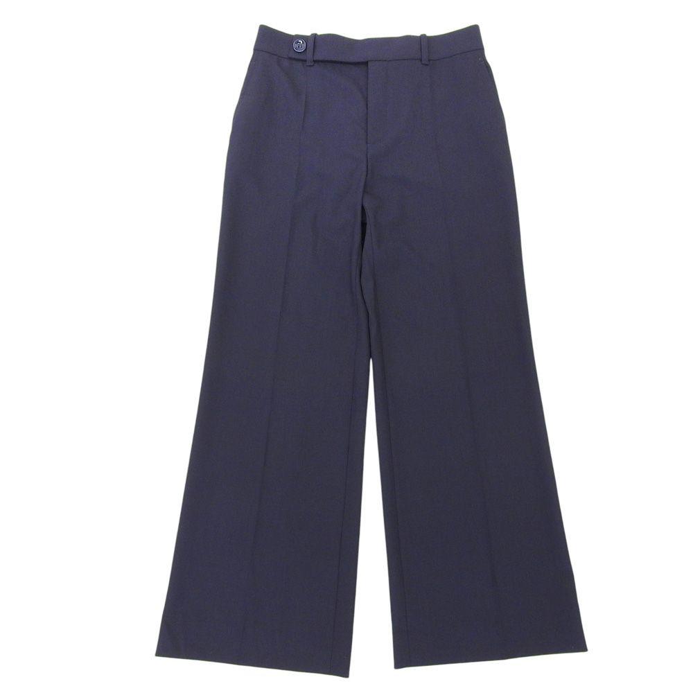 タグ付♥ クロエ Chloe 2025年商品 ストレッチウール セミワイド ストレートパンツ 40 レディース ネイビー 24ss