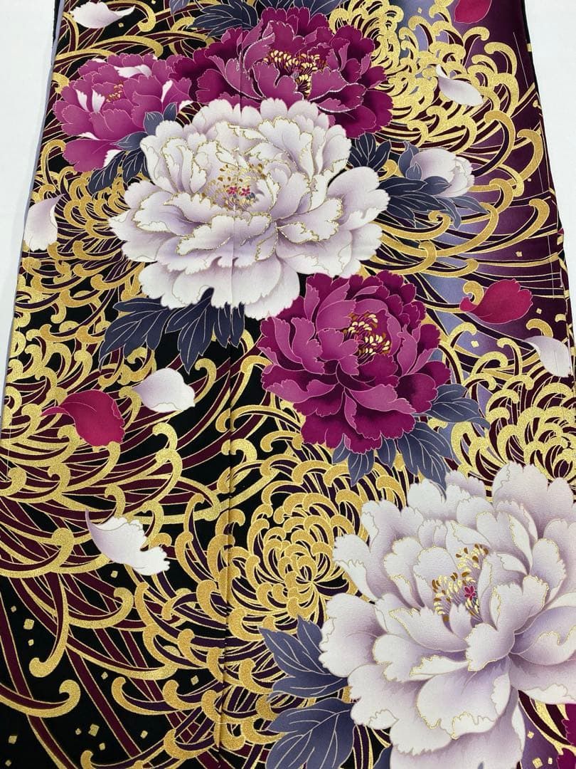 ブランド振袖 Luxjewel 仮絵羽 金彩 紋意匠 正絹 未仕立て品 八掛付き 