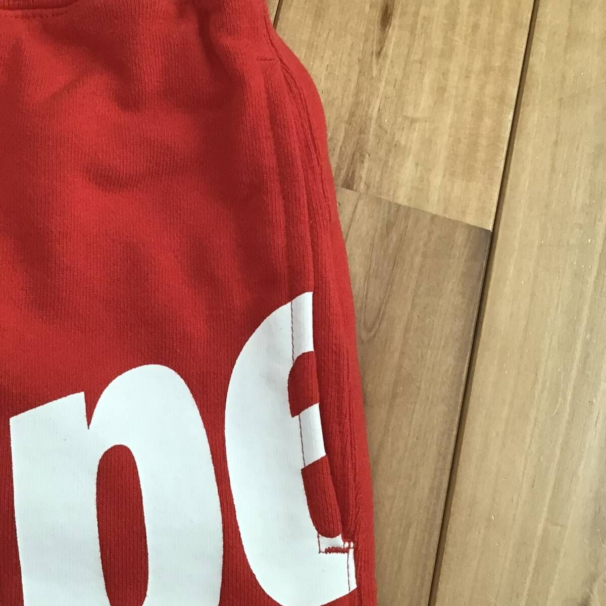 BAPESTA LOGO スウェット ハーフパンツ Lサイズ レッド a bathing ape