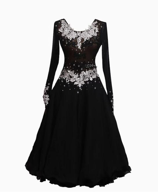 S 社交ダンスドレス ドレス レース フロート付
