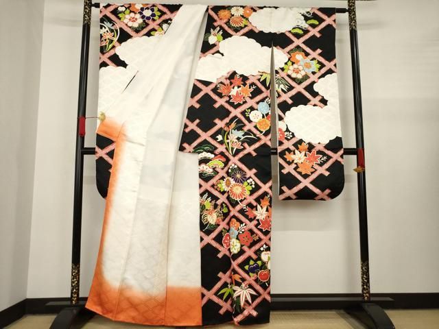 平和屋着物○豪華振袖・長襦袢(無双仕立て)セット 駒刺繍 吉祥花籬文  