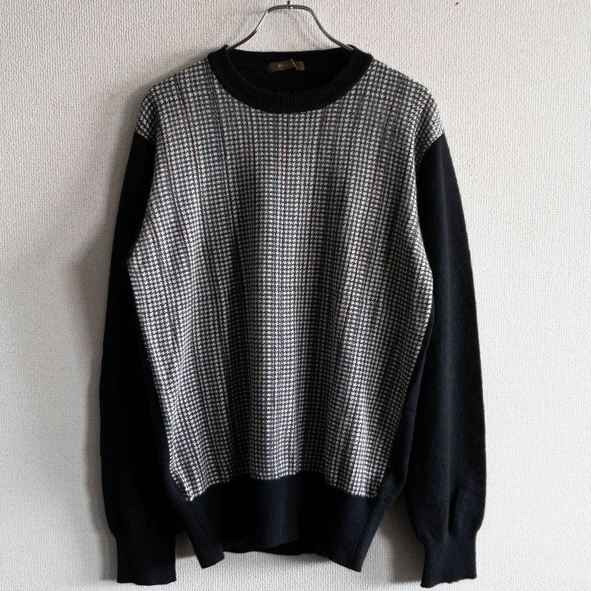 Y s for men クルーネック 切替 ウール ニット 3 YOHJI YAMAMOTO ヨウジヤマモト ワイズフォーメン 25100847