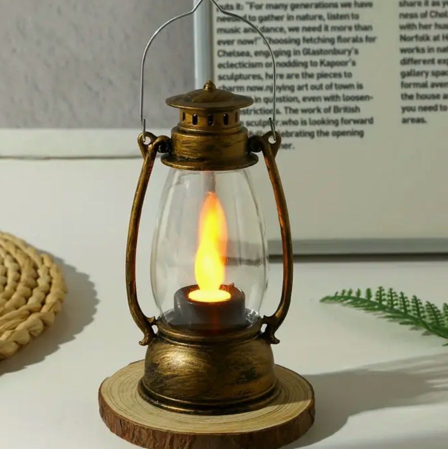 LEDランタン キャンプ ブラウン 銅 アンティーク風 高さ13cm ランタン