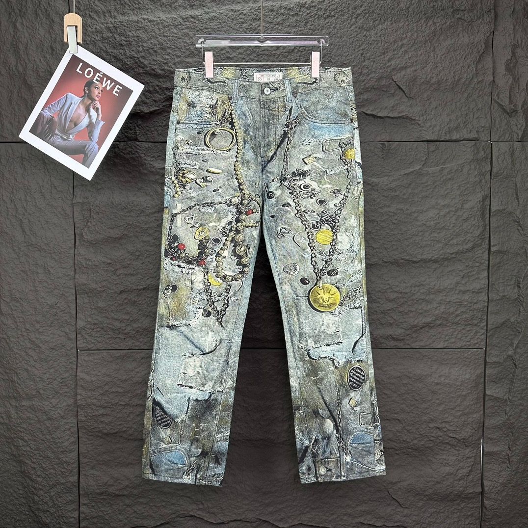 Acne Studios 25SS新作3Dプリントデジタルチェーンカップル用ルーズ 