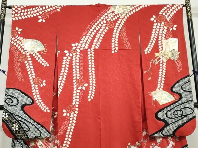 平和屋着物○豪華振袖 総絞り 桐文 正絹 逸品 AAAY9878ck