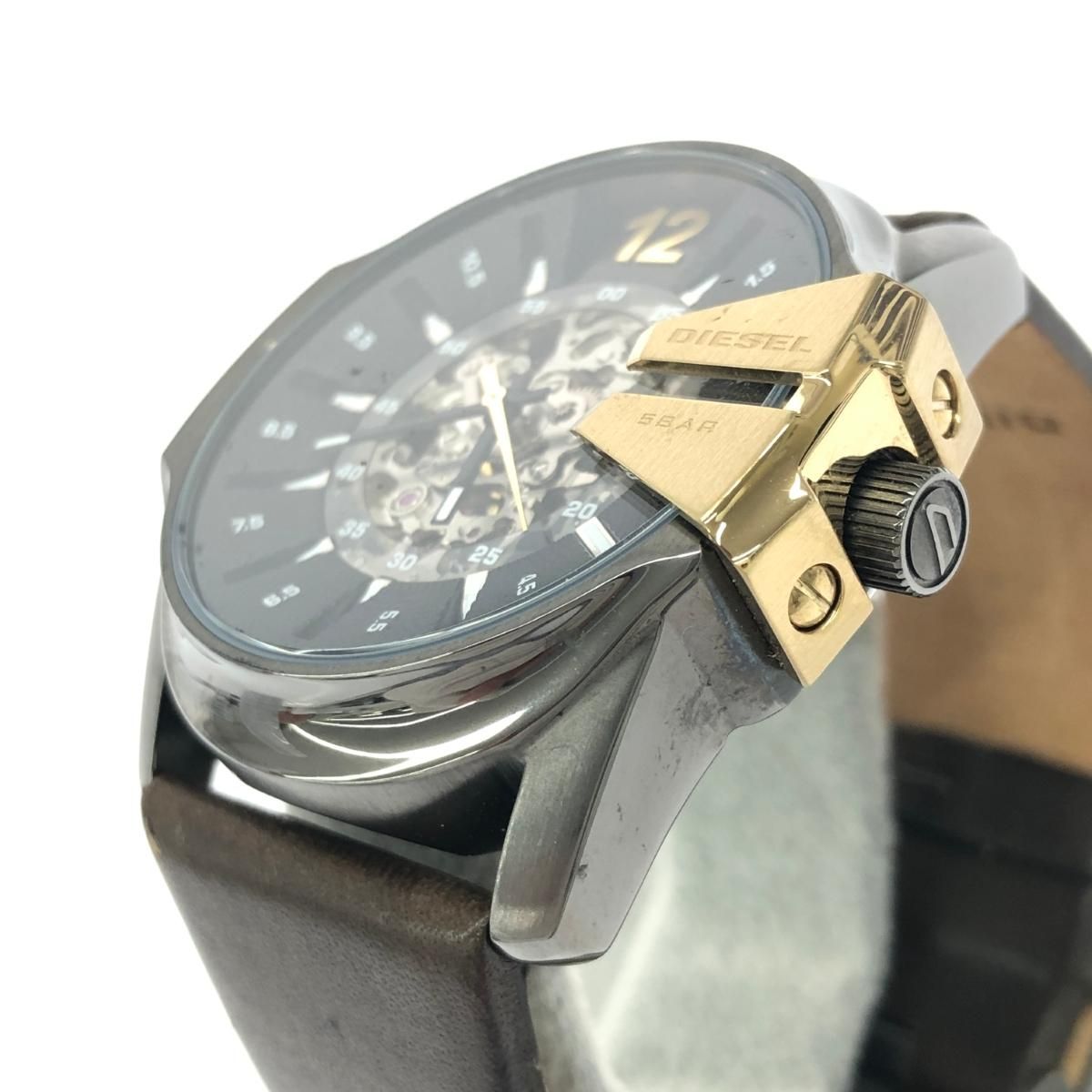 DIESEL ディーゼル 自動巻腕時計/マスターチーフ SS×レザー DZ1730 