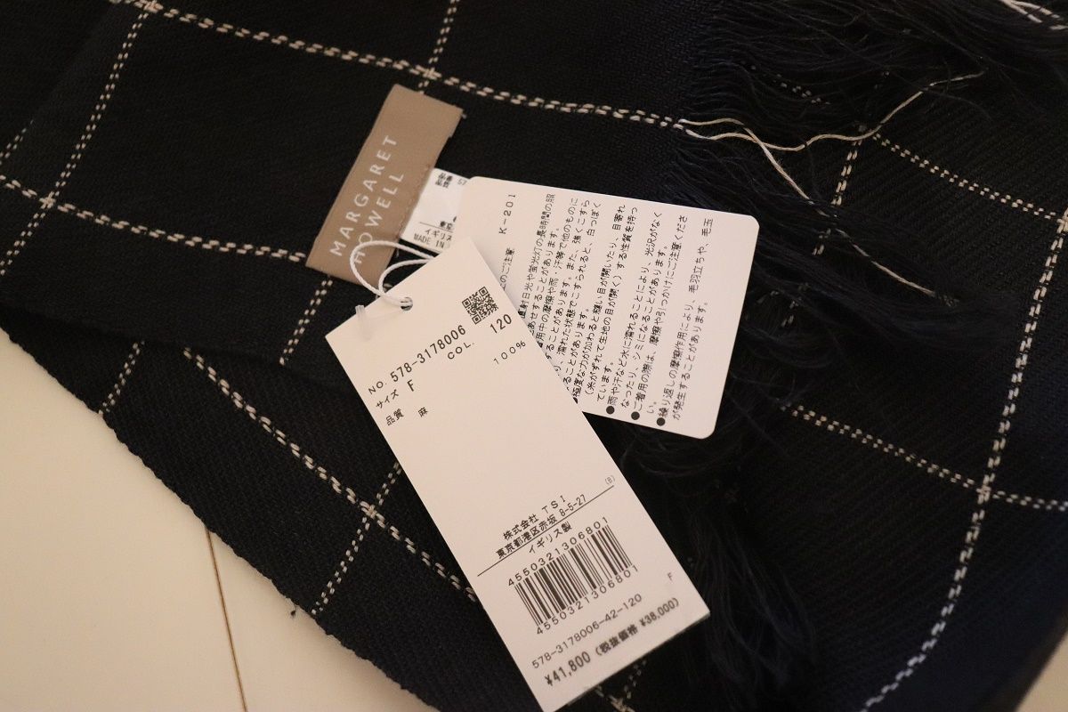 MARGARETHOWELLマーガレットハウエル新品麻マフラー英国製41800円 MARGARETHOWELLマーガレットハウエル新品麻マフラー英国製41800円