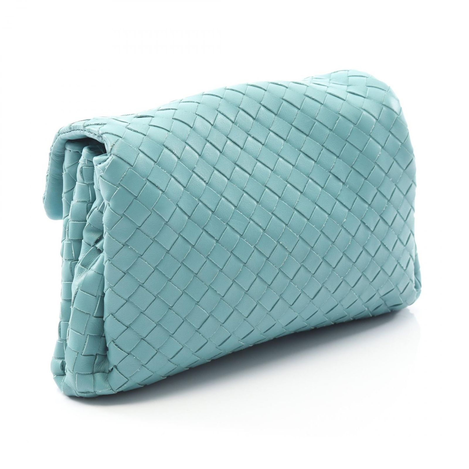 ボッテガヴェネタ BOTTEGA VENETA セカンドバッグ クラッチバッグ イントレチャート ブルー レザー イントレチャート クラッチバッグ レディース Used A