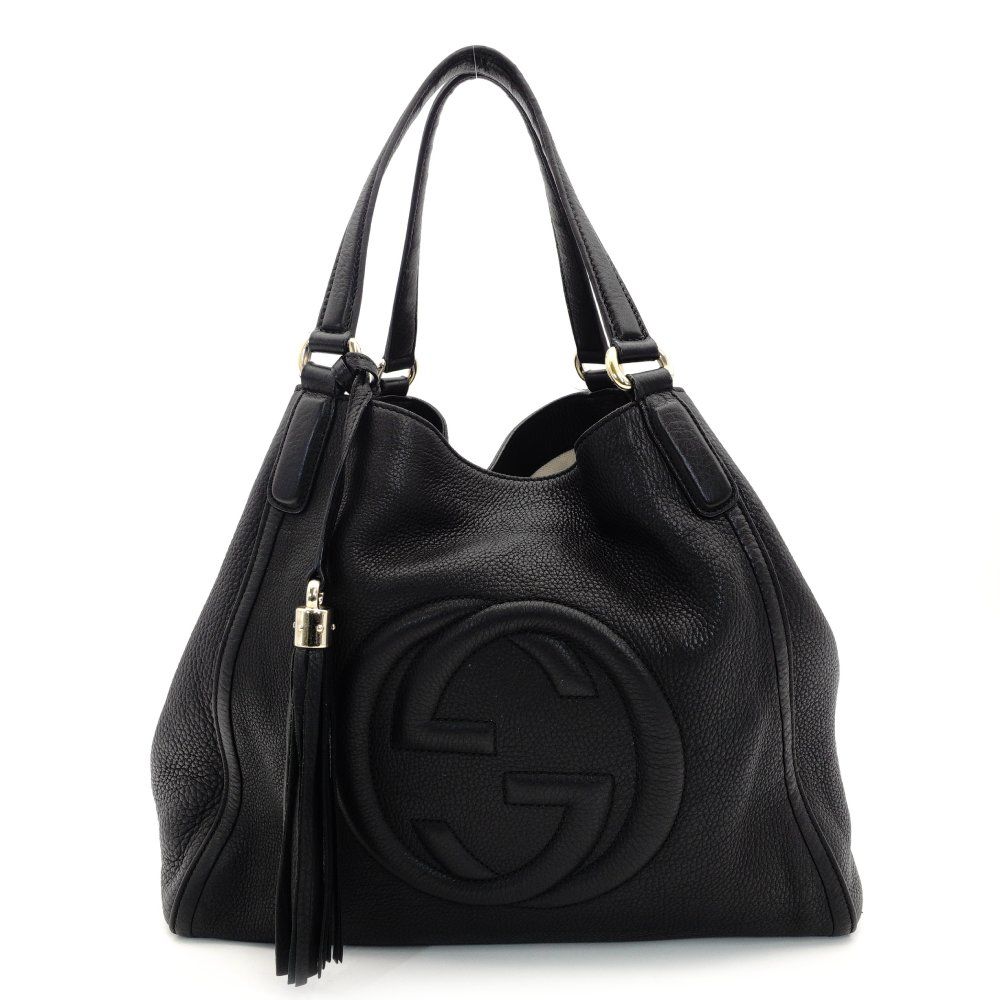 グッチ GUCCI ソーホー レザー ショルダーバッグ ブラック GGロゴ 黒 フリンジ トート 7-10-150