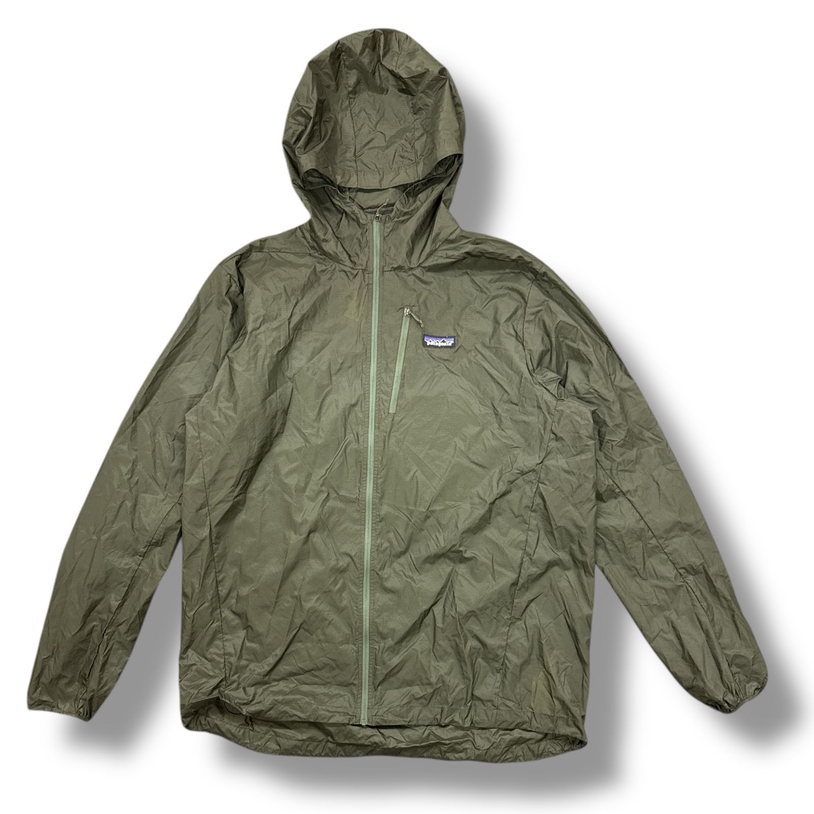 Patagonia パタゴニア　カーキ フード付きパーカー ギタープリント patagonia パタゴニア マウンテンパーカー 裏地ボア フード付き