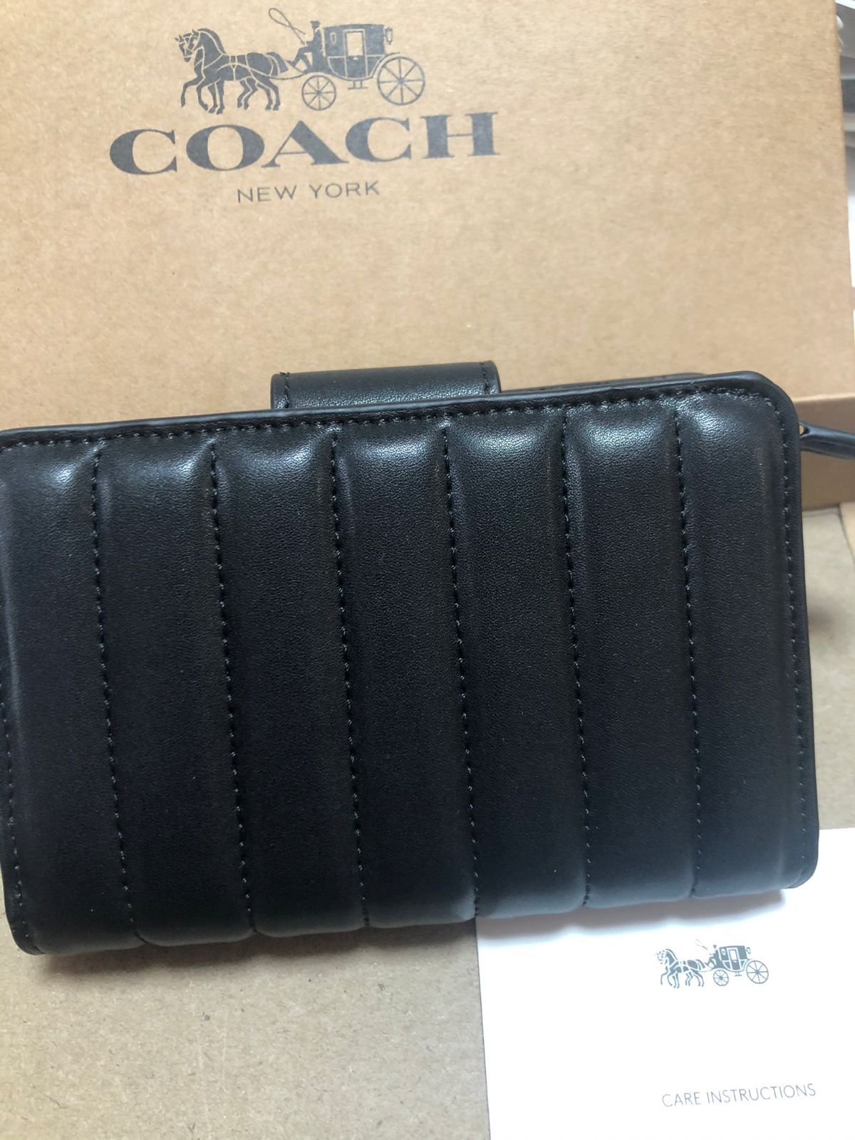 💛新品・未使用💛 コーチ COACH 二つ折り財布 キルティング ブラック 