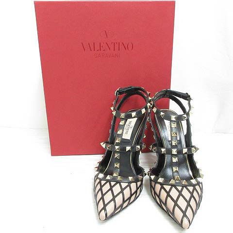 VALENTINO ヴァレンティノ スタッズサンダル ブラック 37 24cm