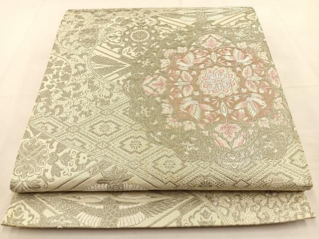 平和屋着物◎六通柄袋帯 唐織 正倉院古代裂 プラチナ箔 正絹 逸品
