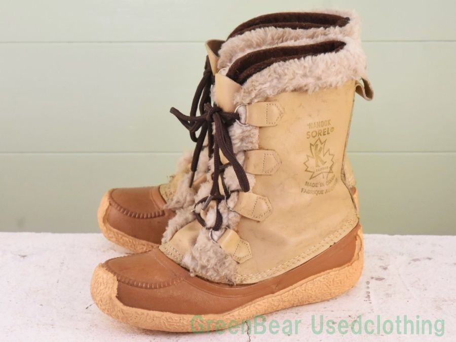 Y292 カナダ製 SOREL ビンテージ スノーブーツ ウィンターブーツ 茶 レディース 24cm