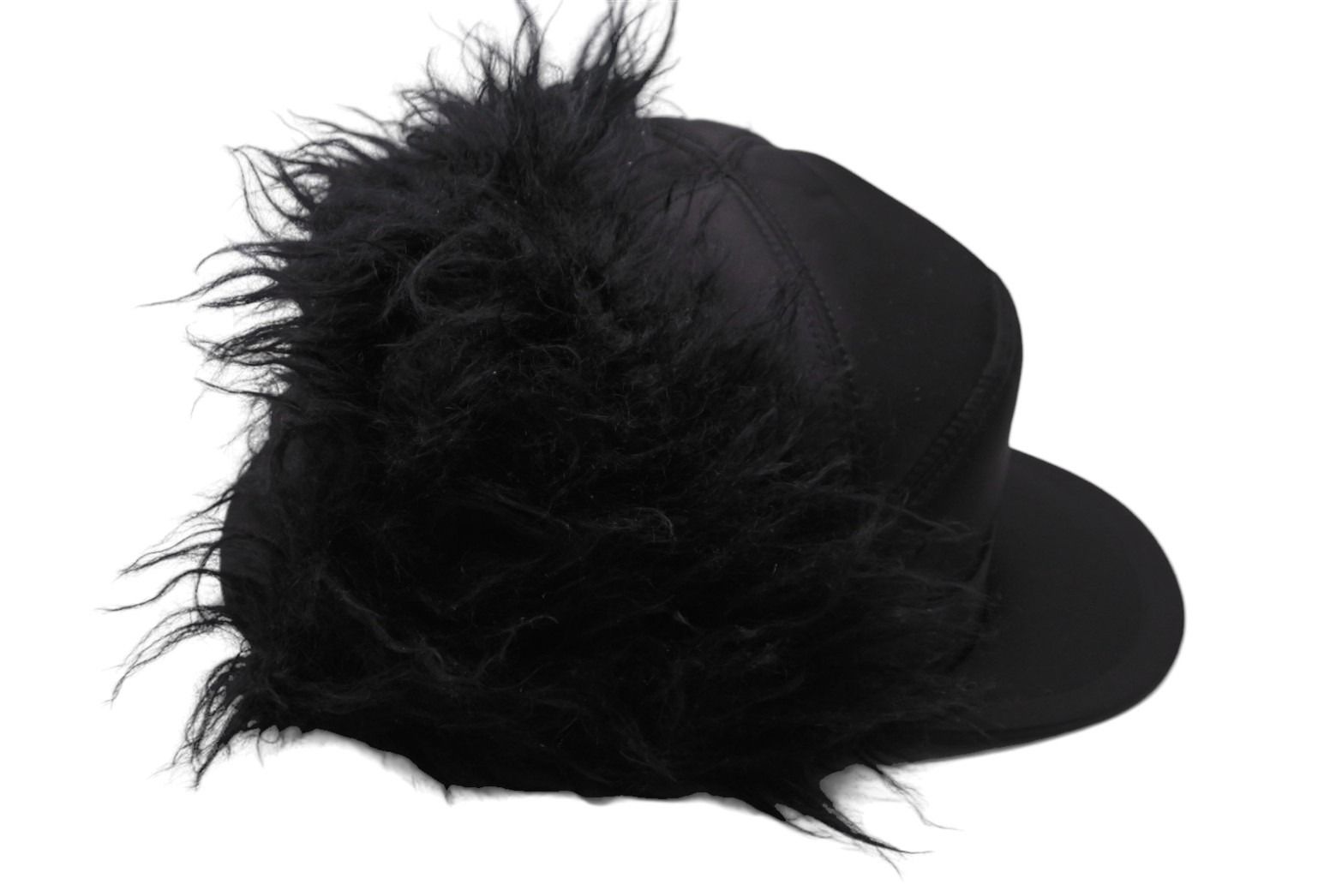 PRADA プラダ 帽子 フライトキャップ ファー付き ナイロン 2HC180 19AW CAPPELLI ブラック サイズL 美品 中古 53149