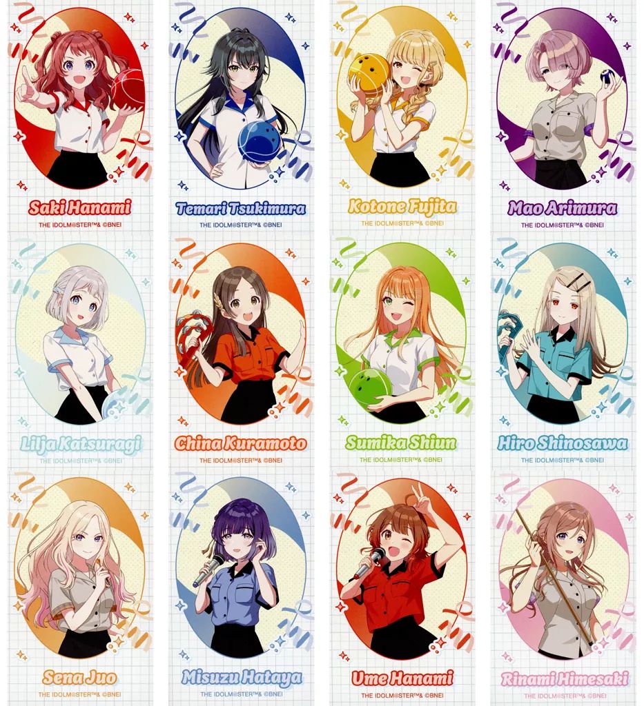 [Used] Set of 12 character cards “Academy Idolmaster x ROUND1 drawing bowling shirt ver. Trading instant camera-style illustration cards”