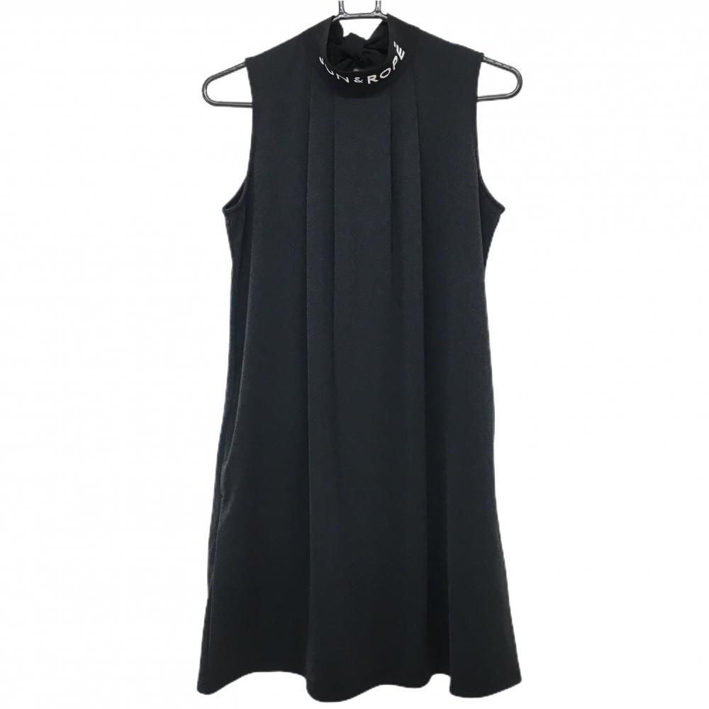 超美品】ジュンアンドロペ ノースリーブワンピース 黒 ハイネック  