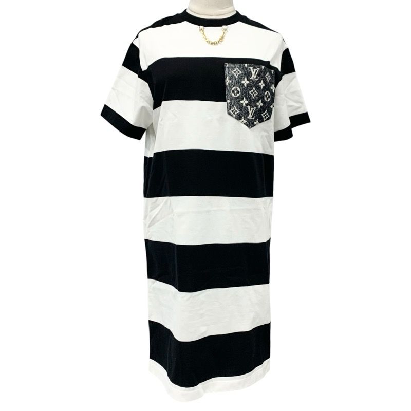 LOUIS VUITTON Tシャツワンピースコットン/ブラックサイズS ルイヴィトン LOUIS VUITTON ワンピース コットン ブラック