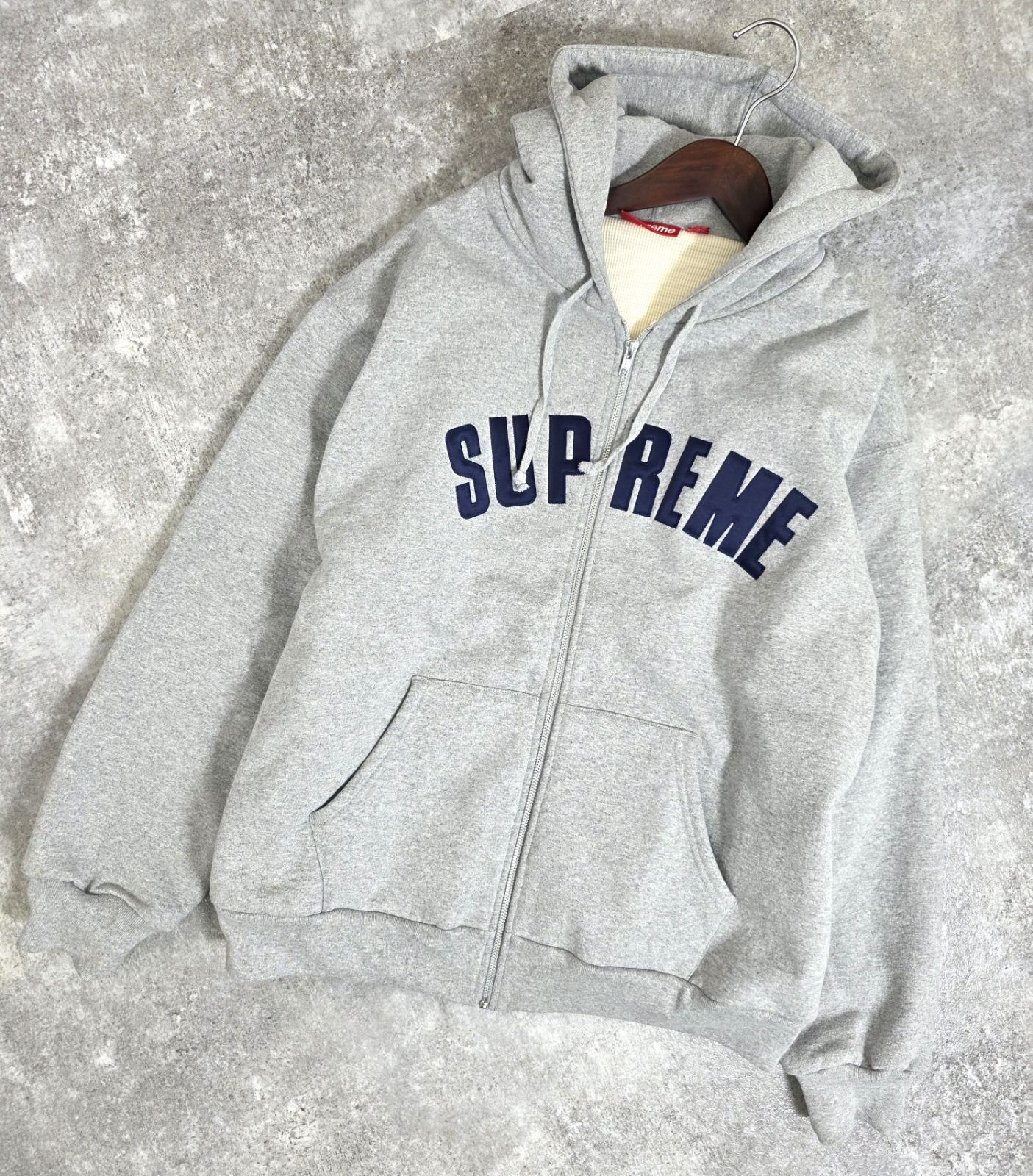 24AW SUPREME シュプリーム Arc Thermal Lined Zip Up Hooded Sweatshirt アーチサーマル ジップアップ フーディ ジップアップパーカー メンズ グレー Lサイズ パウンショップリズ