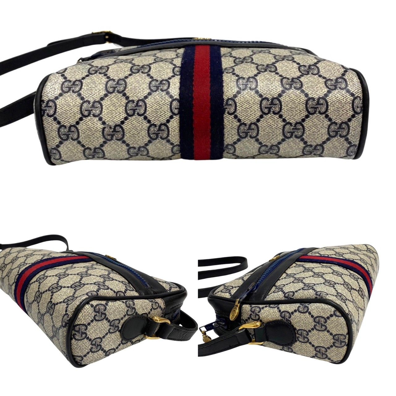 極美品GUCCI シェリー ショルダー GG柄 ネイビー レッド PVC