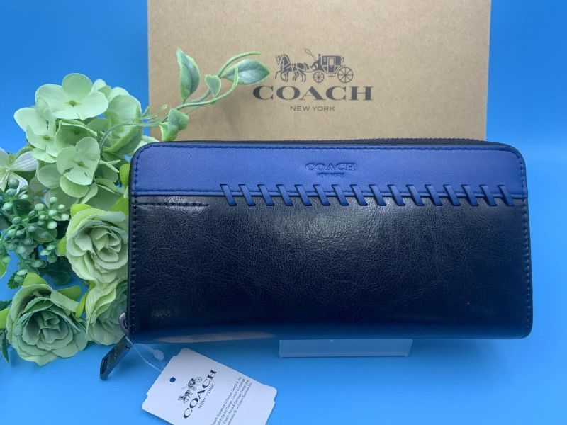 コーチ 長財布 COACH 財布 ブラックブルー スポーツ カーフ レザー アコーディオン ウォレット プレゼント 贈り物 ギフト ラウンドファスナー ロング ジップ ファッション レディース メンズ 新品 未使用  F75209 C157Z-25