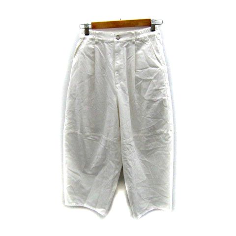 ズッカ zucca ワイドテーパードパンツ ロング丈 無地 S 白 ホワイト /SY9 ■GY12