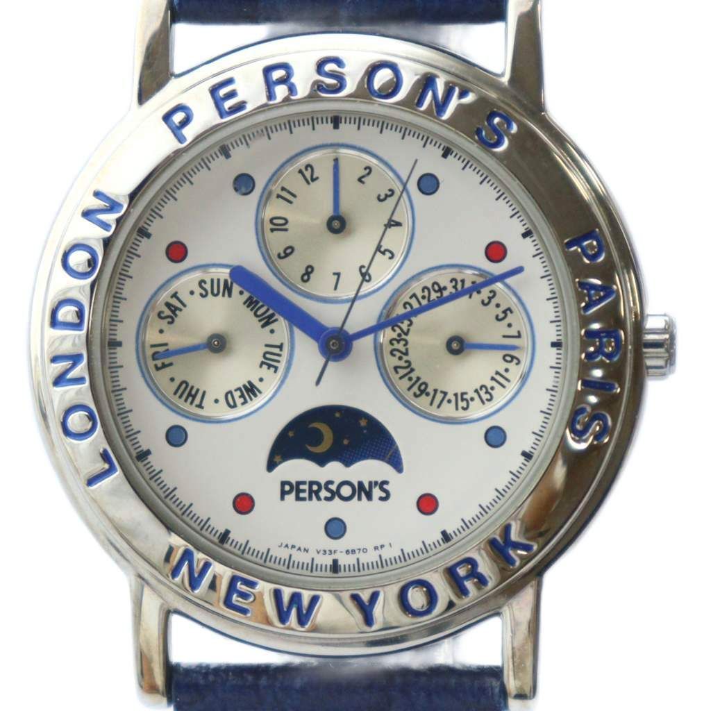 パーソンズ PERSON'S 腕時計 ウォッチ クォーツ クロノグラフ 白文字盤