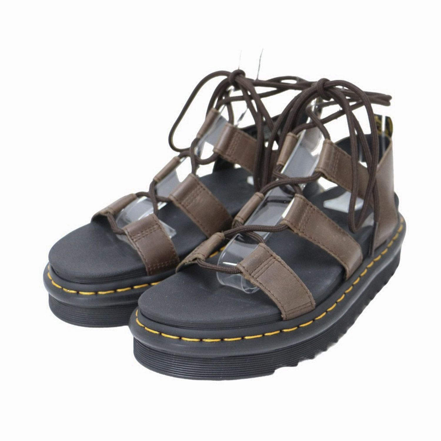 Dr.Martens ドクターマーチン サンダル ブラウン サイズ UK5 24.0cm | ナルティラ レザー レースアップ サンダル | ZEBRILUS NARTILLA 編み上げ ストラップ シャークソール 厚底 レディース